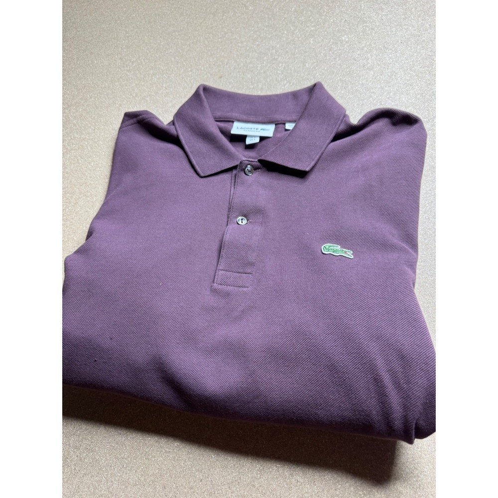 Lacoste Mens Long Sleeve Polo Shirt Classic Fit Plum Purple Size L FR 5